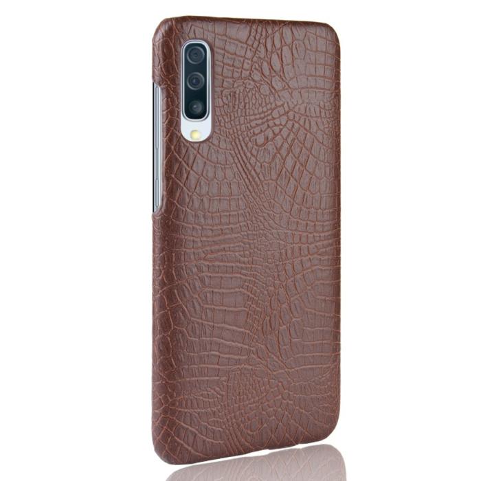Bild 2, Samsung Galaxy A50 - Krokodil Mönster Skal - Brun