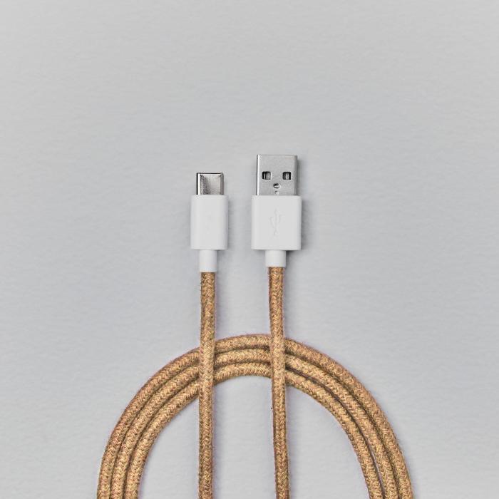 Bild 5, Smartline 2m 3A USB-C Fuzzy Laddningskabel Sand