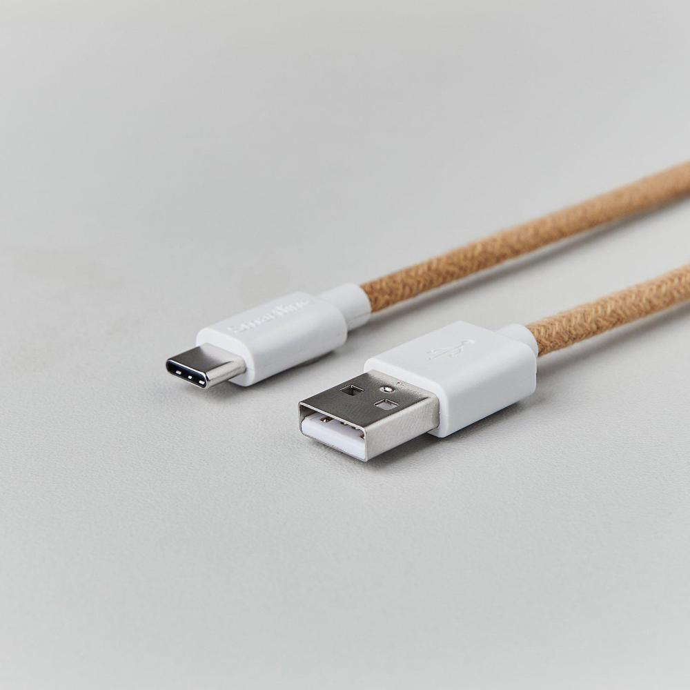 Smartline 2m 3A USB-C Fuzzy Laddningskabel Sand