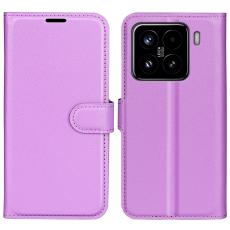 Xiaomi 15 Fodral Litchi L&auml;der Lila