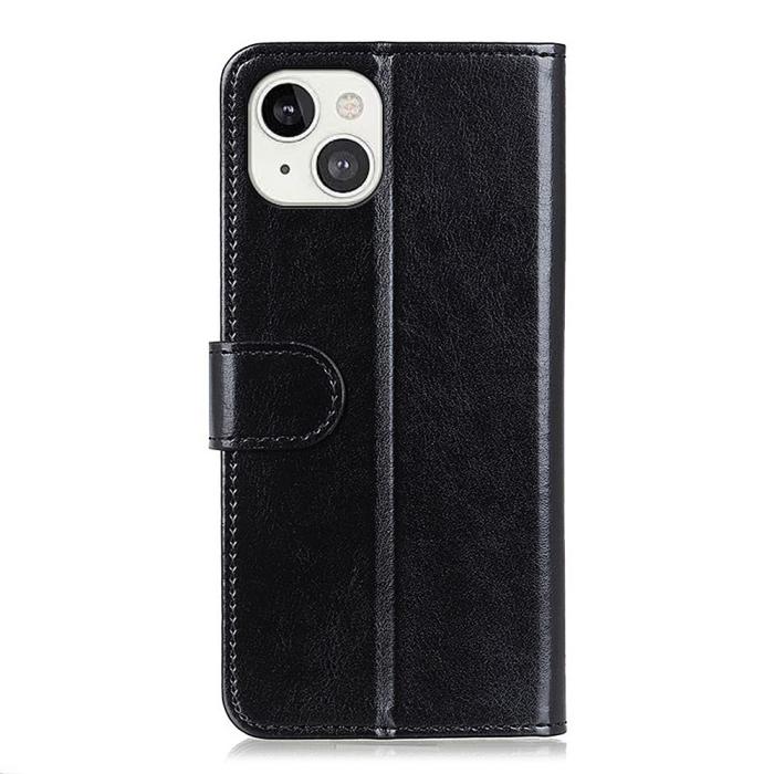 Bild 3, iPhone 13 Fodral Crazy Horse Läder Svart