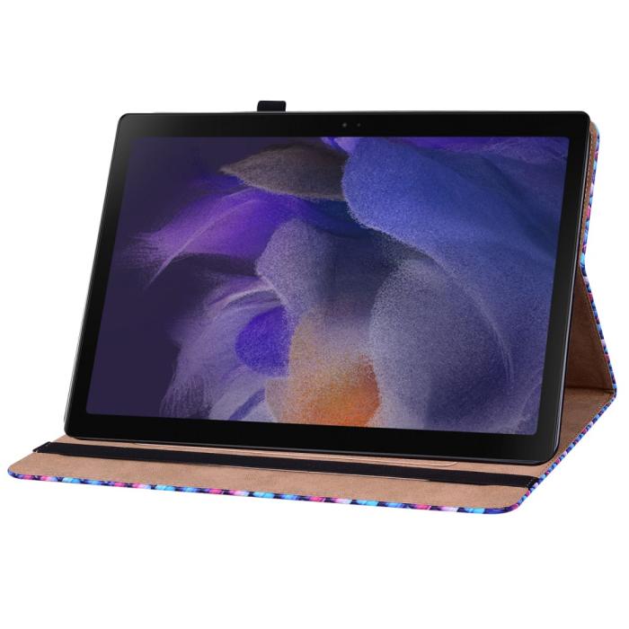 Bild 4, Samsung Galaxy Tab A8 10.5 Fodral Vävd Textur Blå/Rosa
