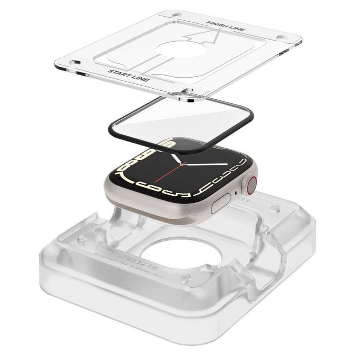 Bild 2, Spigen Apple Watch 7/8/9 45 mm Skärmskydd 2-PACK ProFlex Ez Fit