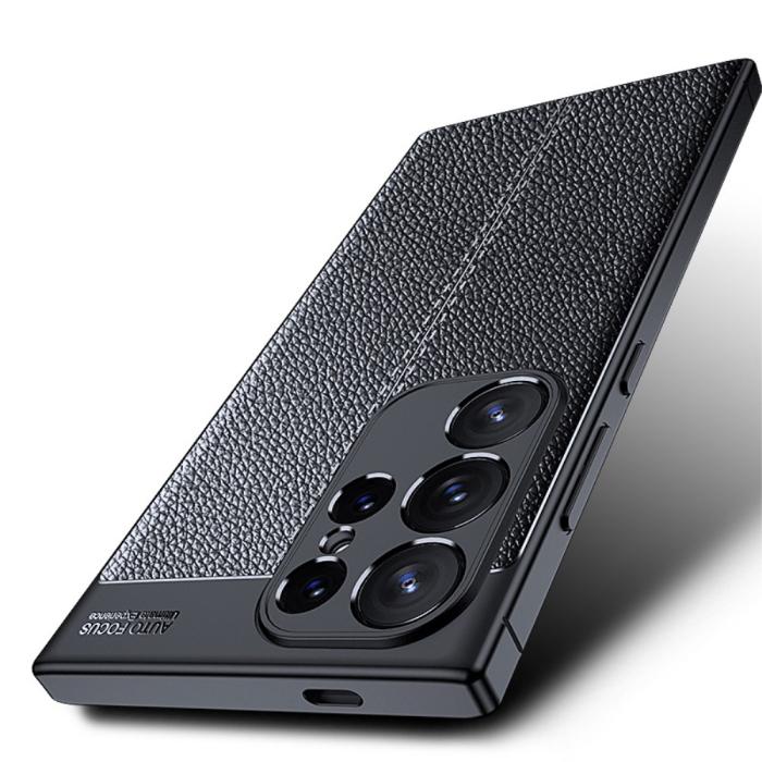 Bild 5, Samsung Galaxy S24 Ultra Skal Litchi Textur Svart