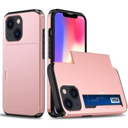 iPhone 14 Skal Hybrid Med Kortfack Roséguld