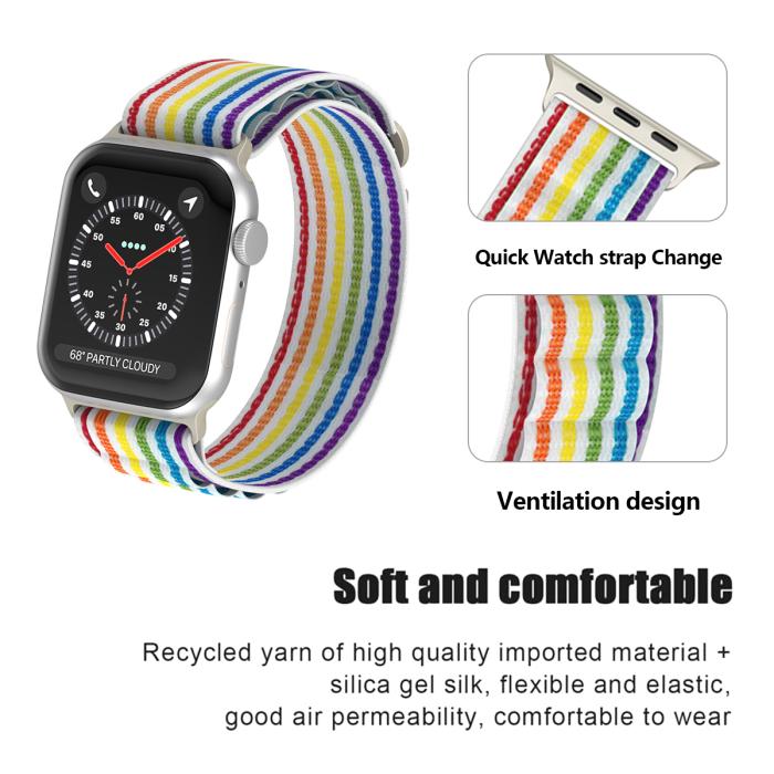 Bild 5, Apple Watch 42/44/45/49 mm Armband Alpine Pro Loop White Rainbow