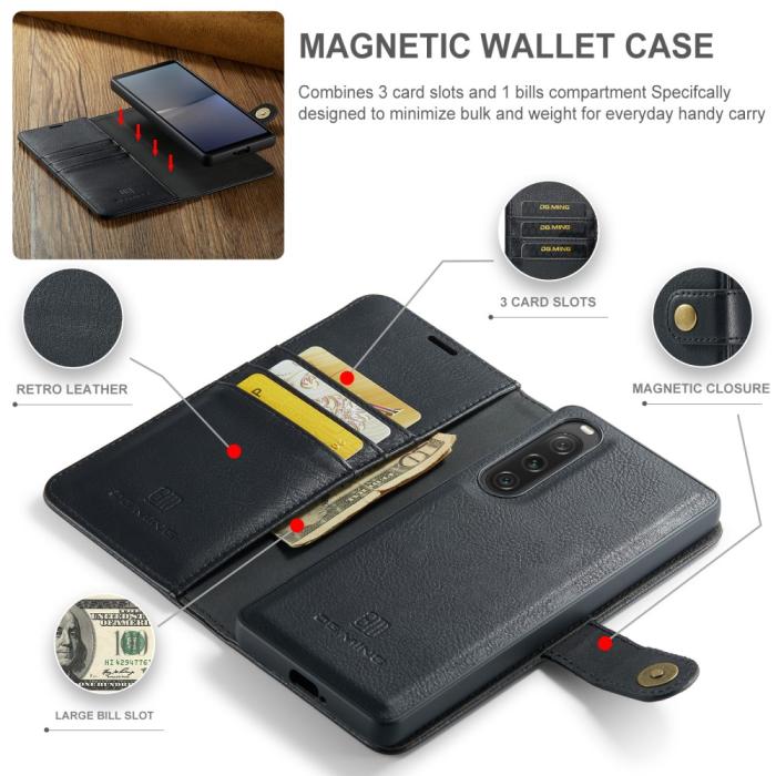 Bild 4, DG.MING Sony Xperia 10 V 2in1 Magnet Fodral / Skal Svart