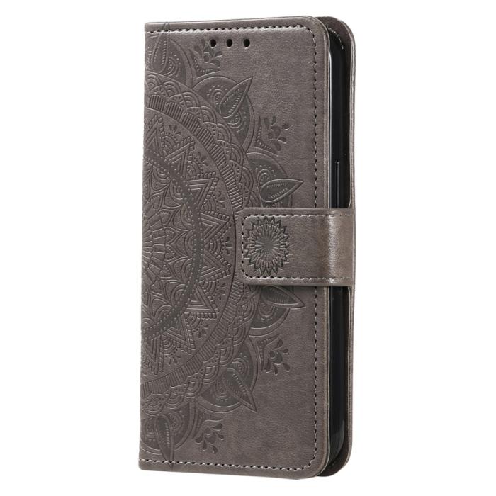 Bild 5, Samsung Galaxy S24 Fodral Mandala Läder Grå