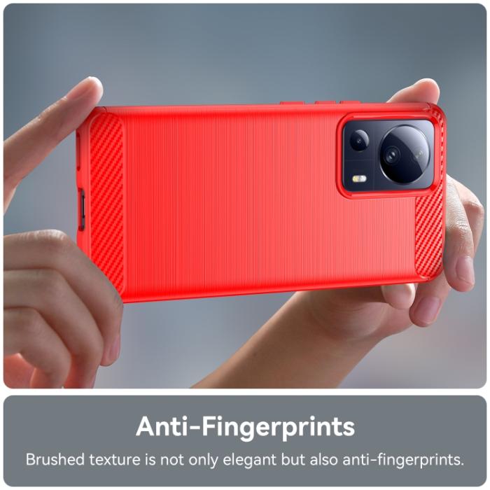 Bild 6, Xiaomi 13 Lite 5G Skal Borstad Stål Textur Röd