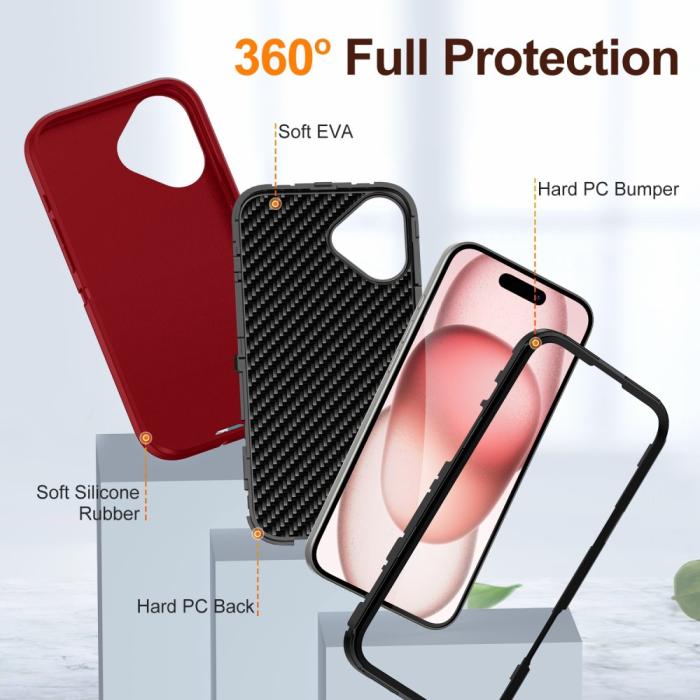 Bild 4, iPhone 16 Plus Skal Xtreme Shockproof Hybrid Röd