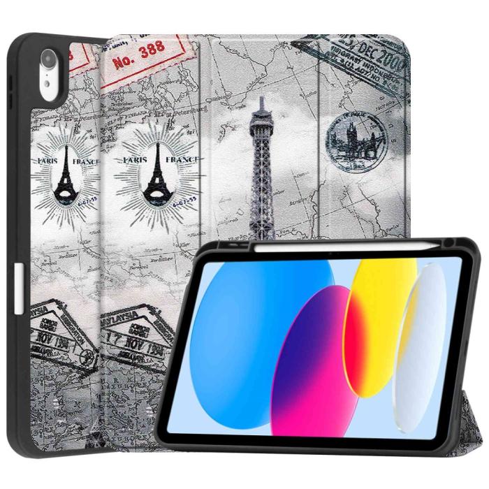 Bild 1, iPad 11 2025 / 10.9 2022 Fodral Tri-Fold Pennhållare Eiffeltornet