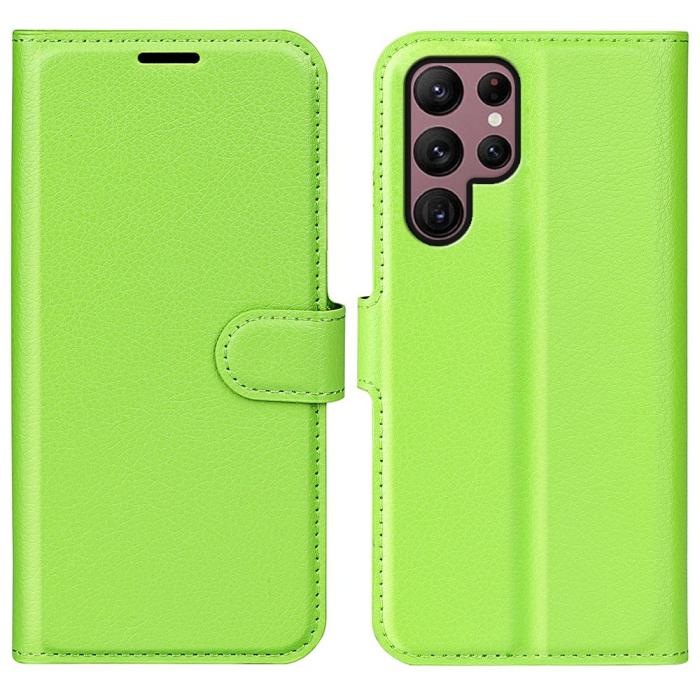 Bild 1, Samsung Galaxy S23 Ultra Fodral Litchi Läder Grön