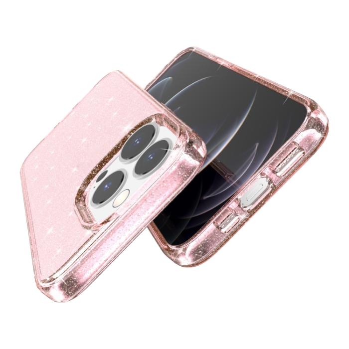 Bild 4, iPhone 14 Pro Max Skal Shockproof Glitter TPU Rosa
