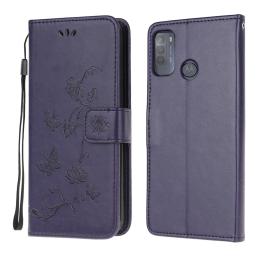 Motorola Moto G50 - Butterfly Flower Fodral - Mörk Lila