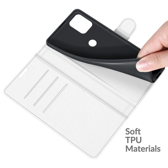 Bild 4, Motorola Moto G100 - Litchi Läder Fodral - Vit