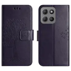Motorola Moto G86 Power/G86 5G Fodral Tr&auml;d Tryck M&ouml;rk Lila
