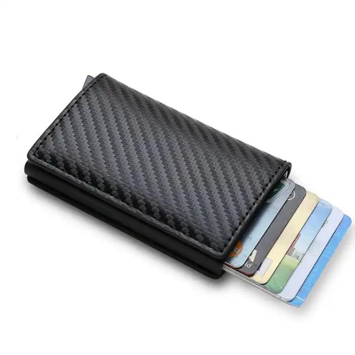 Bild 1, Svart Kolfiber Korthållare RFID & NFC Skydd