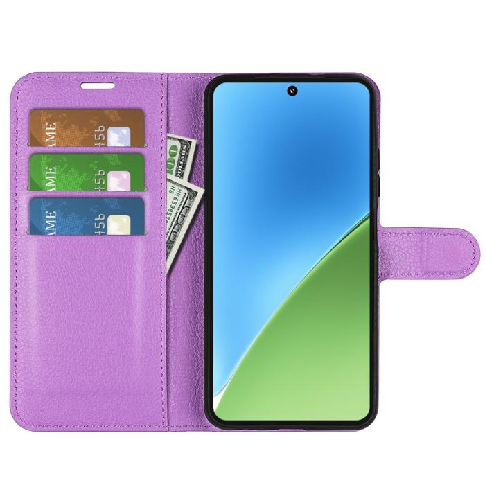 Bild 2, Xiaomi 15 Fodral Litchi Läder Lila
