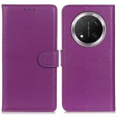 Honor Magic7 Lite Fodral Litchi L&auml;der Lila