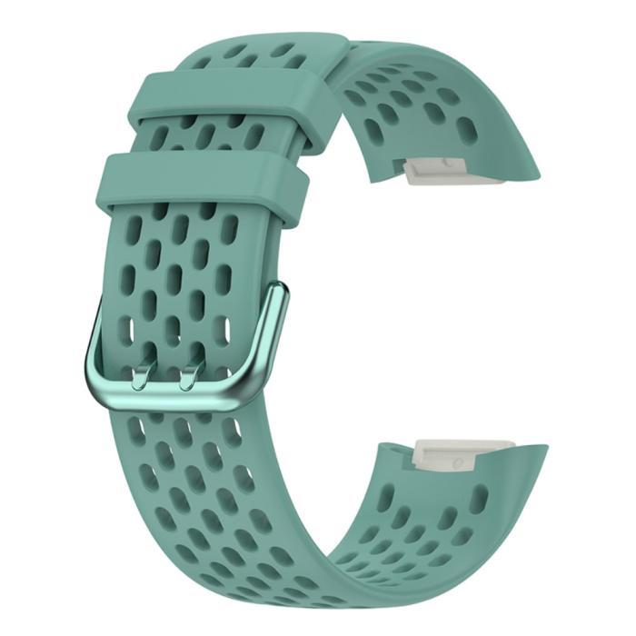 Bild 1, Fitbit Charge 6 / 5 Armband Silikon Ihåligt Svartaktig Grön