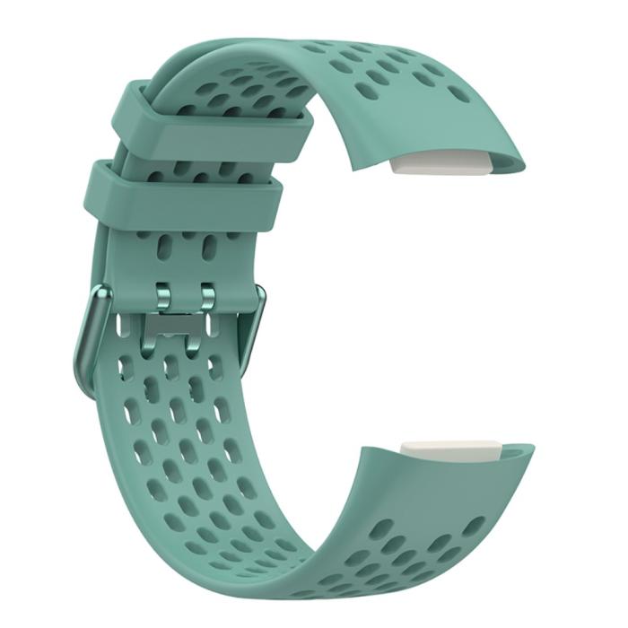 Bild 4, Fitbit Charge 6 / 5 Armband Silikon Ihåligt Svartaktig Grön