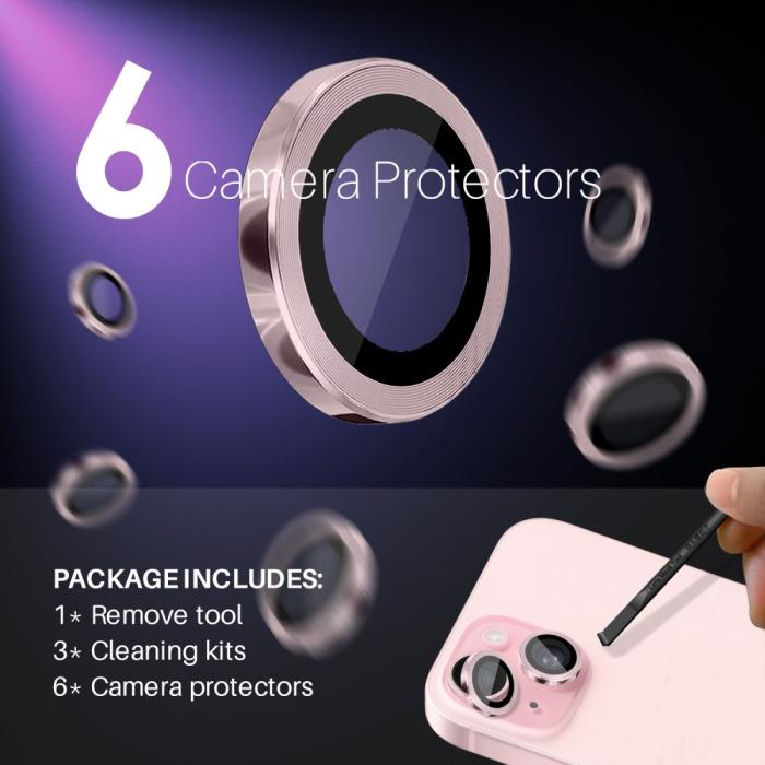 Bild 3, NORTHJO iPhone 15/15 Plus/14/14 Plus Linsskydd 3-PACK Rosa