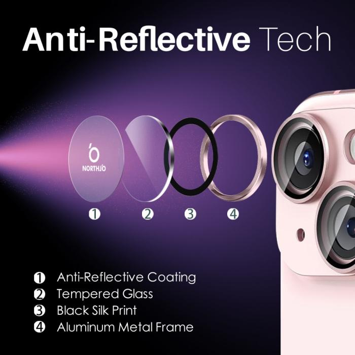 Bild 4, NORTHJO iPhone 15/15 Plus/14/14 Plus Linsskydd 3-PACK Rosa
