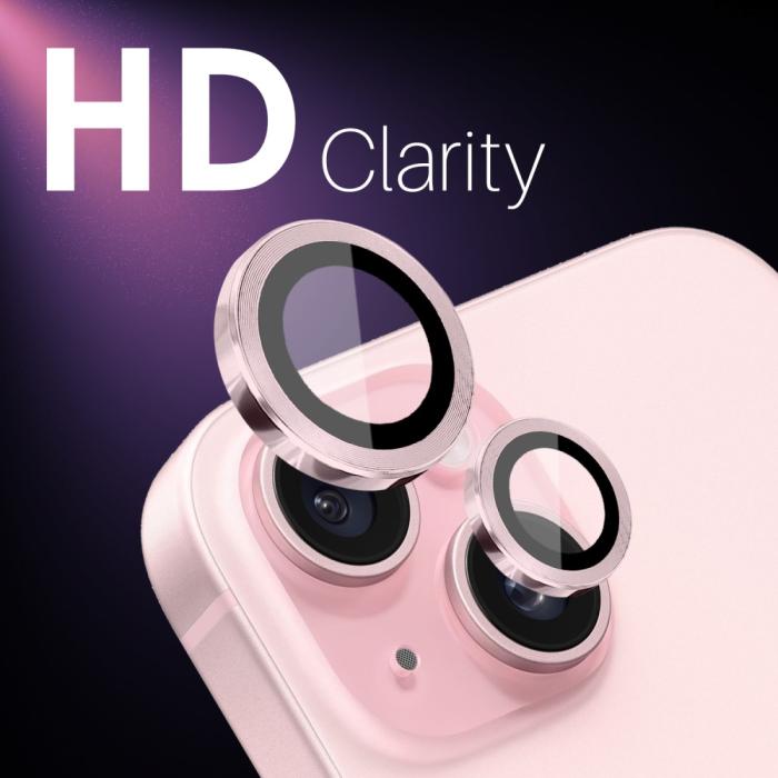 Bild 5, NORTHJO iPhone 15/15 Plus/14/14 Plus Linsskydd 3-PACK Rosa