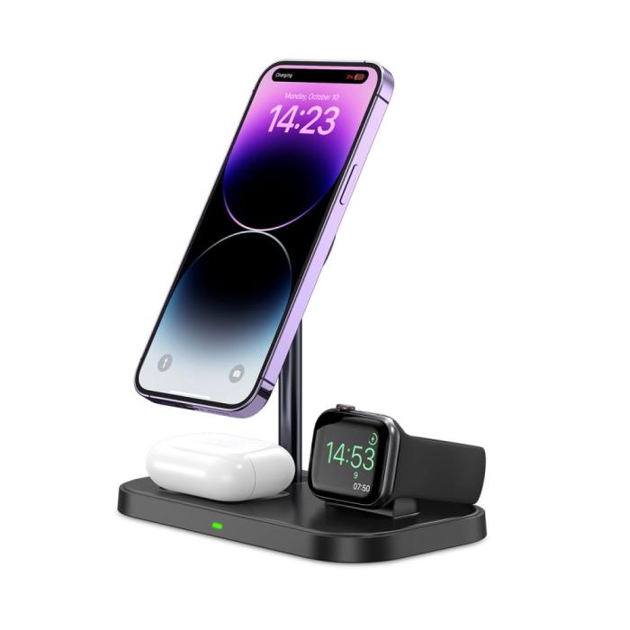 Bild 3, Tech-Protect 15W 3in1 MagSafe Magnetisk Trådlös Laddare Svart