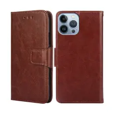 iPhone 14 Pro Fodral L&auml;der Solid Brun