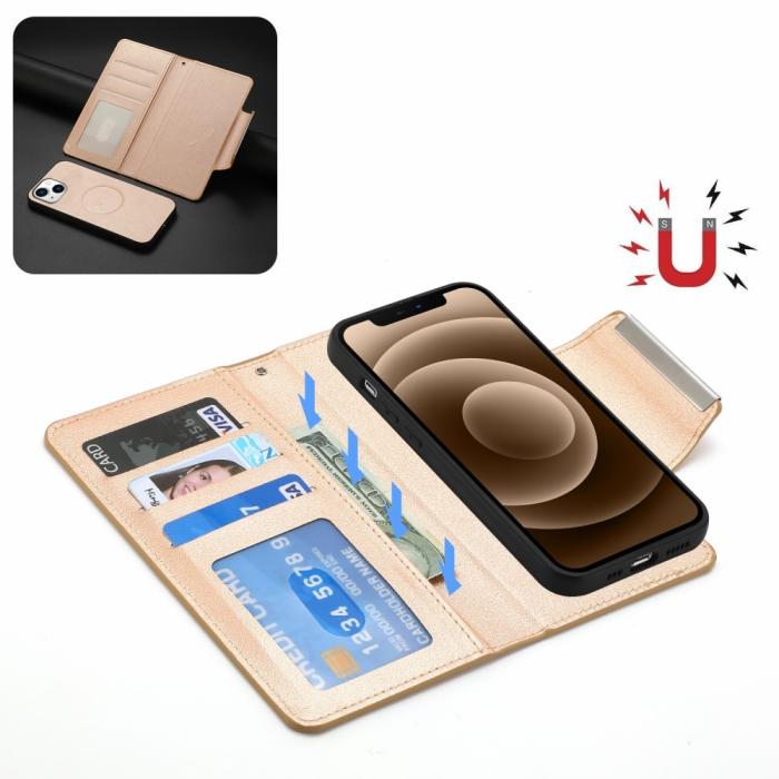 Bild 2, iPhone 15 Plus 2in1 Magnet Fodral Guld