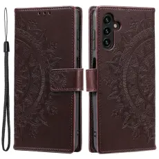 Samsung Galaxy S24 Fodral Mandala Läder Brun