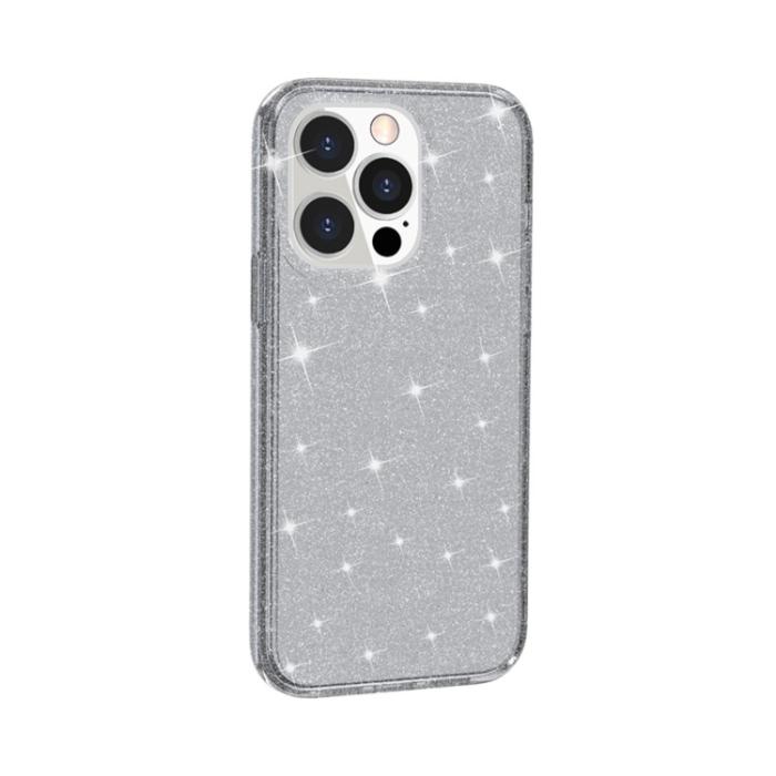 Bild 2, iPhone 14 Pro Max Skal Shockproof Glitter TPU Grå