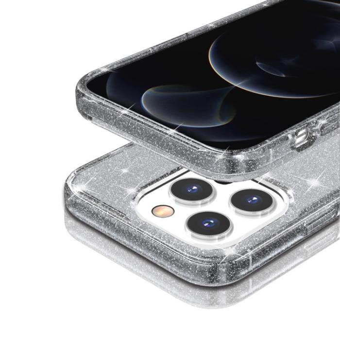 Bild 5, iPhone 14 Pro Max Skal Shockproof Glitter TPU Grå