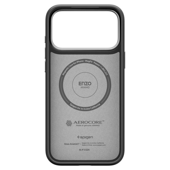 Bild 4, Spigen iPhone 17 Pro Skal MagSafe Enzo Aramid 'T' Svart/Silver