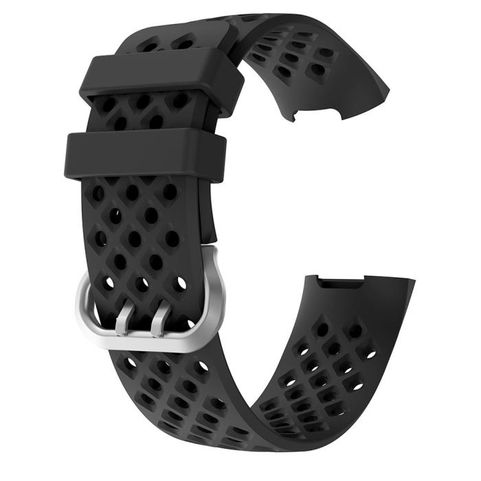 Bild 1, Silikon Armband Ihåligt Fitbit Charge 3 / 4 Svart