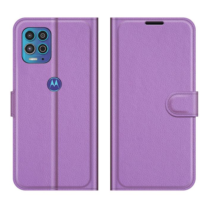 Bild 1, Motorola Moto G100 - Litchi Läder Fodral - Lila
