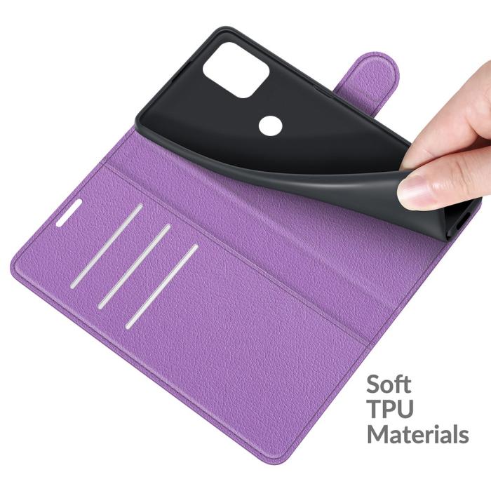 Bild 5, Motorola Moto G100 - Litchi Läder Fodral - Lila