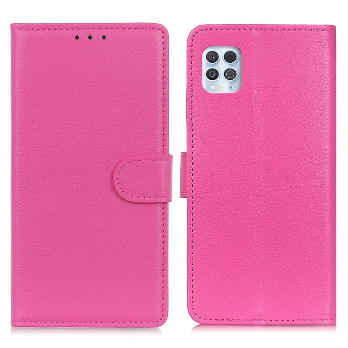 Bild 1, Motorola Moto G100 - Litchi Plånboksfodral - Rosa