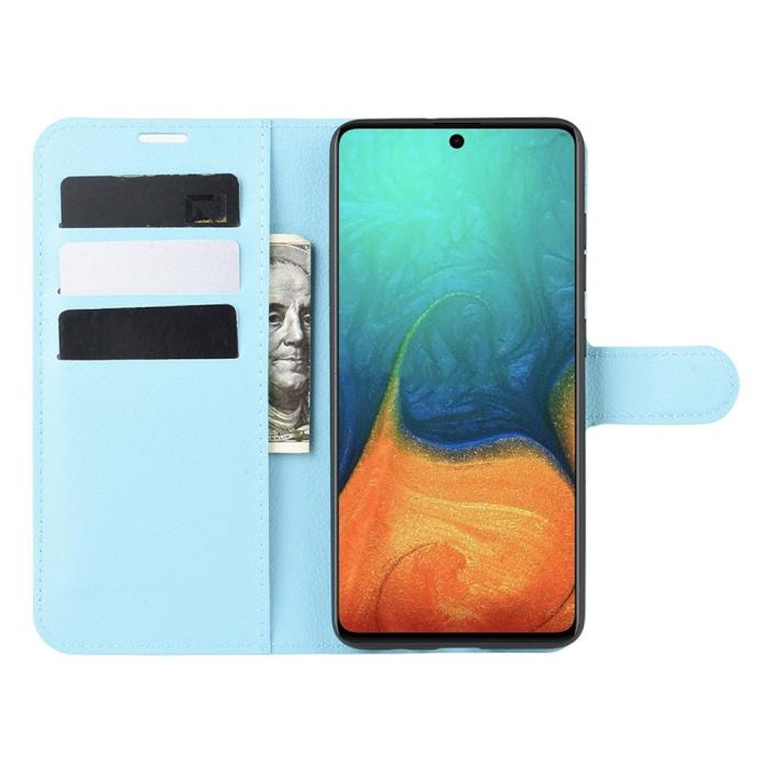 Bild 4, Samsung Galaxy A71 - Litchi Plånboksfodral - Ljus Blå