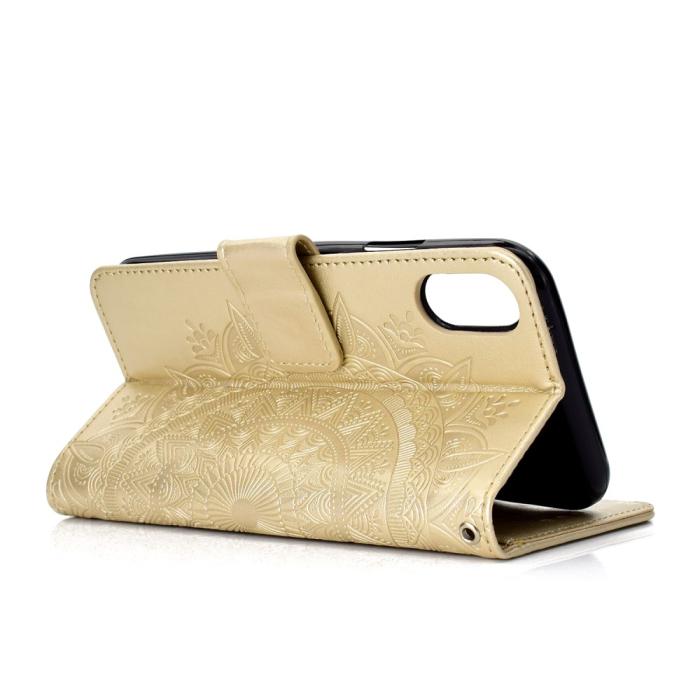 Bild 5, iPhone XR - Mandala Plånboksfodral - Guld
