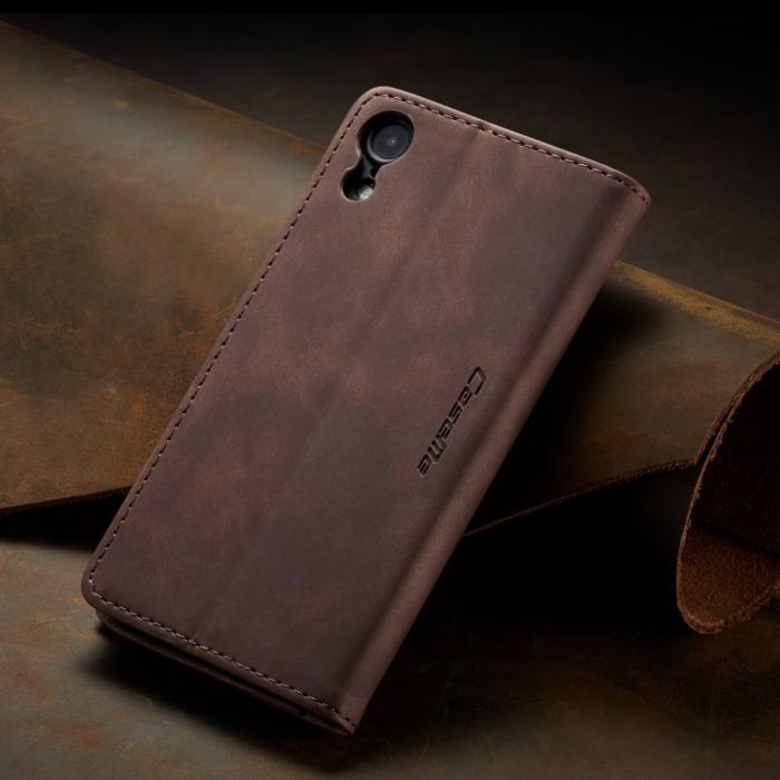 Bild 2, iPhone XR - CASEME Retro Plånboksfodral - Mörk Brun