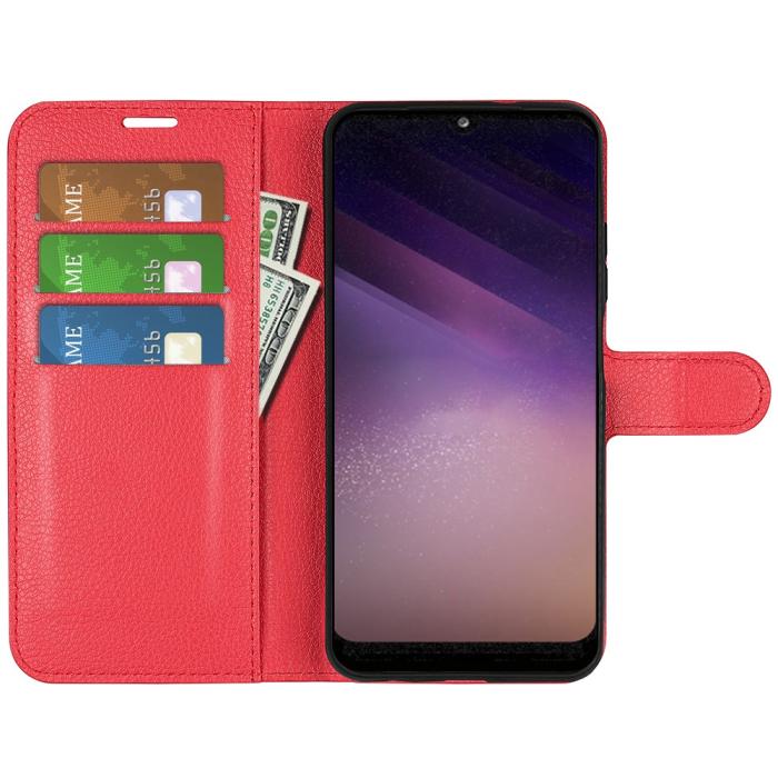 Bild 4, Samsung Galaxy A03 Fodral Litchi Läder Röd