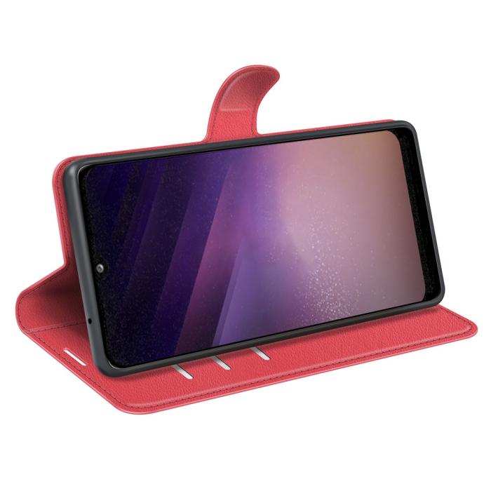 Bild 5, Samsung Galaxy A03 Fodral Litchi Läder Röd