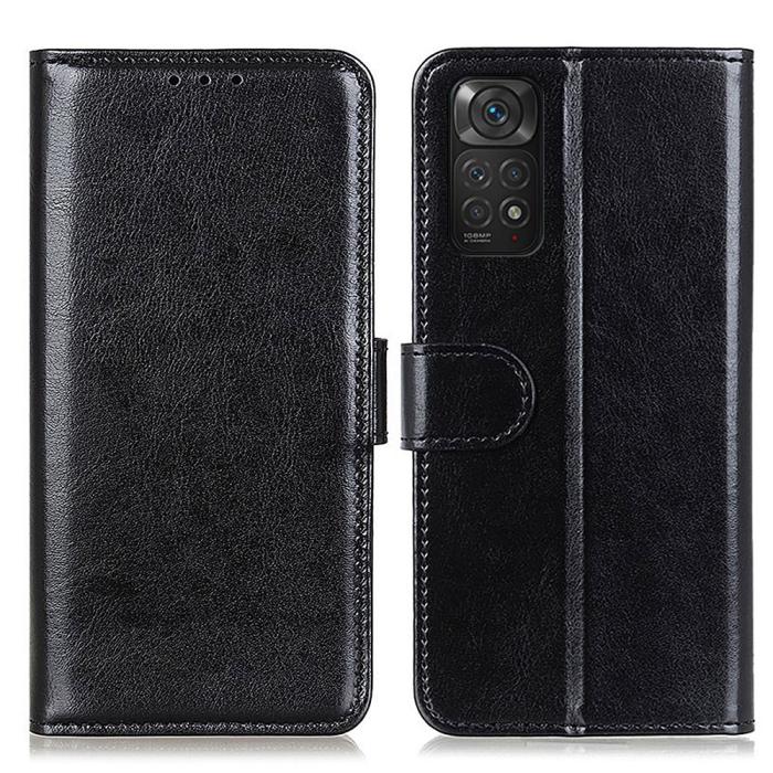 Bild 1, Xiaomi Redmi Note 11 4G Fodral Crazy Horse Läder Svart