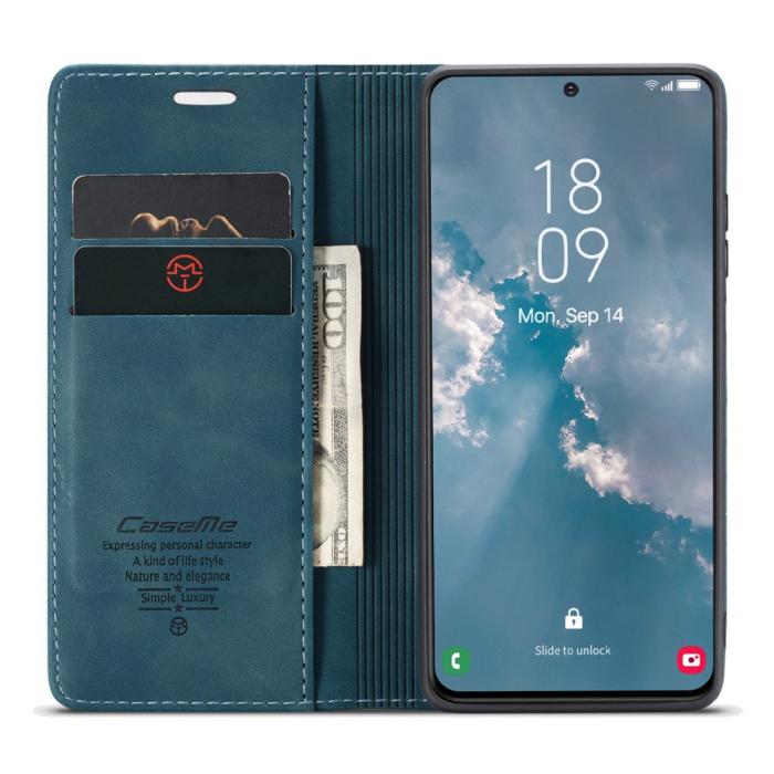 Bild 2, CASEME Samsung Galaxy S23 Plus Fodral Flip Läder Blå