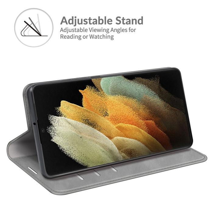 Bild 5, Samsung Galaxy S22 Ultra Fodral Flip Läder Grå