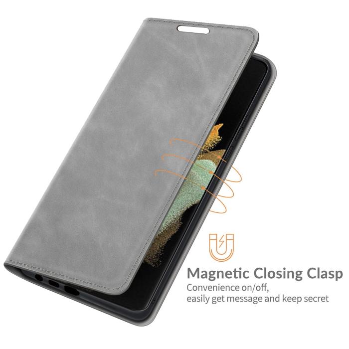 Bild 6, Samsung Galaxy S22 Ultra Fodral Flip Läder Grå