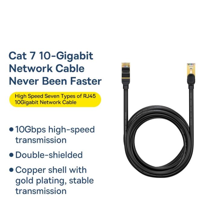 Bild 5, Baseus 5m Cat7 RJ45 Nätverkskabel Svart