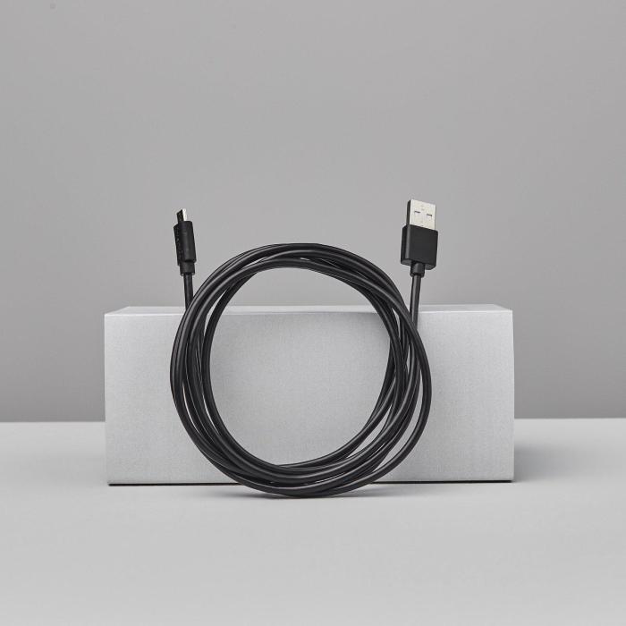 Bild 4, Smartline 2m Micro USB Laddningskabel Svart